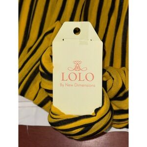 LOLO By New Dimensions Yellow Black Striped Infinity Scarf Lightweight Knit New